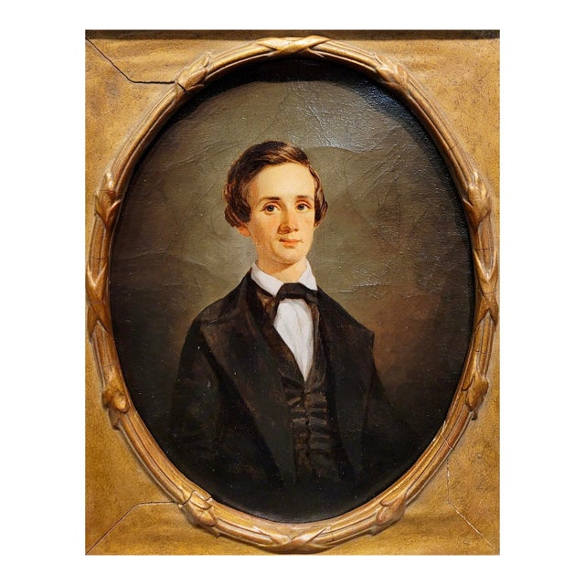 George Linen -Cabinet Portrait of a Young Scottish-19th century Oil Painting Realism - Portrait of an Identified young...