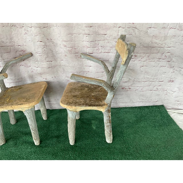 Tan Set of Four Faux Bois Garden Chairs For Sale - Image 8 of 14
