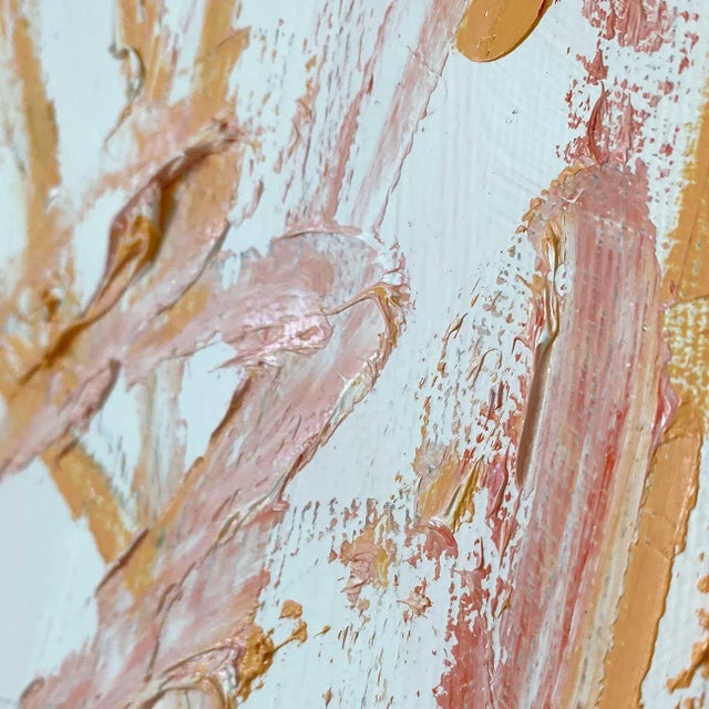 Peach Contemporary Abstract Mixed Media on Canvas Painting "Helen's Garden — Behind the Gate" by Paul Landauer For Sale - Image 8 of 11