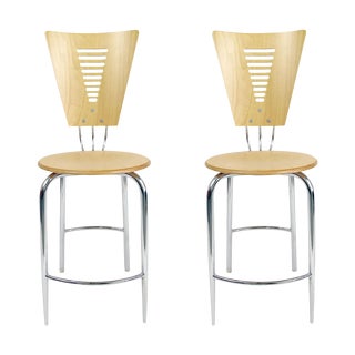 Vintage Post Modern Memphis Era Barstools - A Pair For Sale