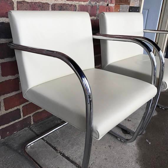 Knoll Brno White Tubular Chrome Chairs Set of 4 Chairish