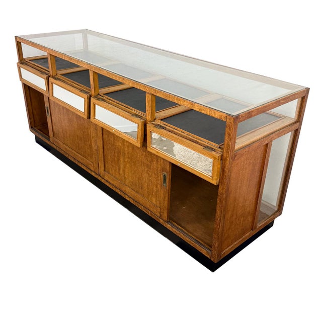 Large Vintage Oak Shop Display Counter, 1930s For Sale - Image 12 of 16