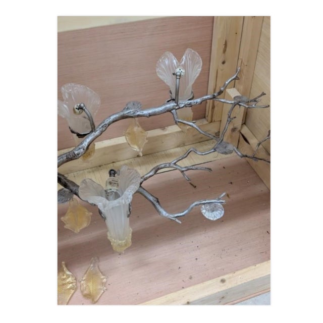 2000 - 2009 Vintage Murano Gold Flake Glass Chandelier With "Silver" Branches For Sale - Image 5 of 9