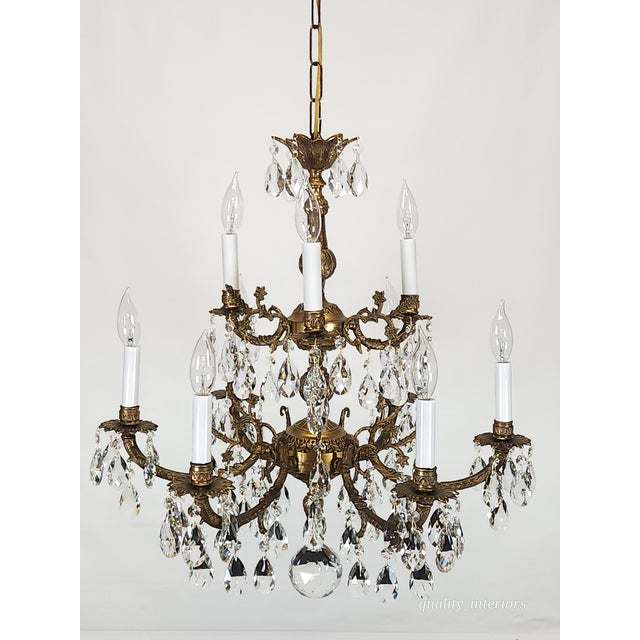 Antique Epic Glowing Glistening 9 Arm 9 Light Cut Lead Glass Crystal Chandelier For Sale - Image 14 of 18