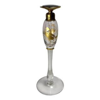 DeVilbiss Art Deco Perfume Bottle: Gold Gilt Floral Etchings, c. 1920s For Sale