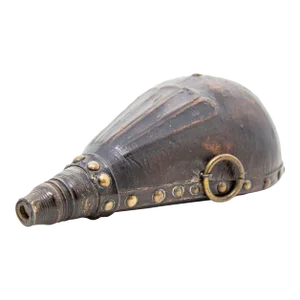 Antique African Moroccan Wood and Leather Flask 19th Century