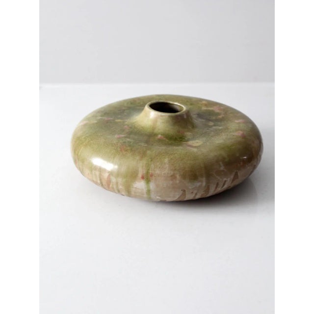 Vintage Studio Pottery Disc Vase For Sale - Image 4 of 9