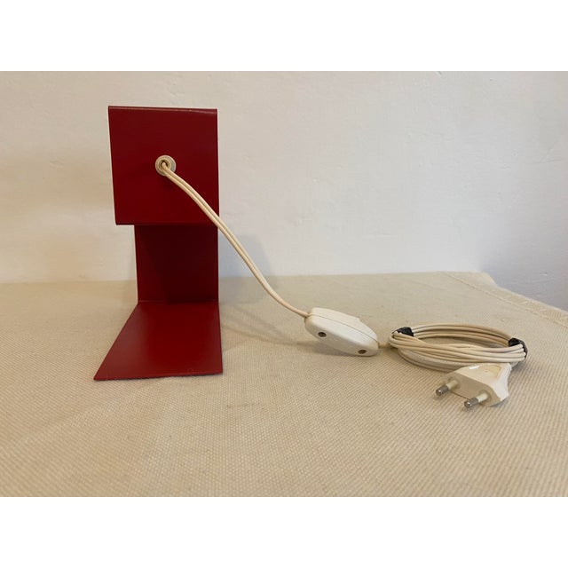 Vintage Geometric Red Metal Table Lamp, 1970s For Sale - Image 6 of 15