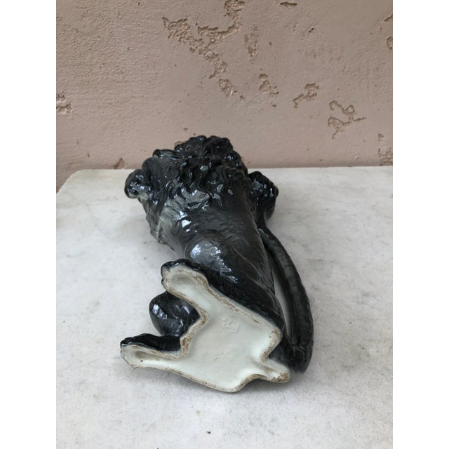 C.1900 French Majolica Poodle Keller & Guerin Pitcher Saint Clement For Sale - Image 4 of 5