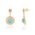 Luxury 14k Gold Turquoise & Diamond Double Halo Drop Earrings, 3.07ct- A Pair For Sale - Image 4 of 14