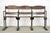 Reclaimed folding stadium seat unit made of slatted wood seats and back rests and a black steel frame. There are four...