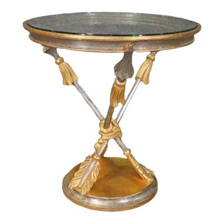 Directoire Style Round Gold & Silver Giltwood Side Table For Sale