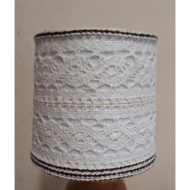White Vintage Bedside Lamps with Yellow-Brown Yew Wood Base and Fabric Shade from Lamplove, 1980s, Set of 2 For Sale - Image 8 of 10