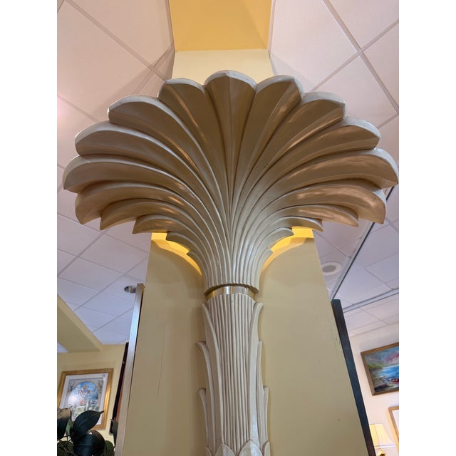 Vintage Mid-Century Hollywood Regency Palm Tree Torchiere Wall Lamps After Serge Roche - A Pair For Sale In West Palm - Image 6 of 11