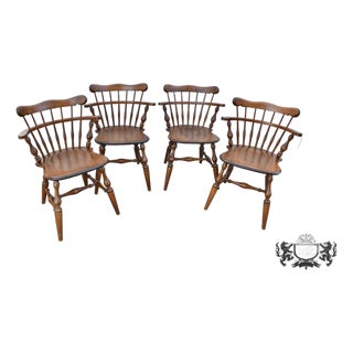 Vtg. Set of Four Ethan Allen Heirloom Nutmeg Maple Windsor Dining Chairs For Sale