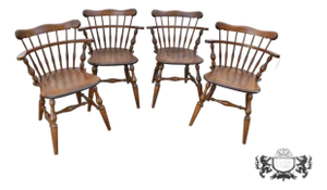 Vtg. Set of Four Ethan Allen Heirloom Nutmeg Maple Windsor Dining Chairs