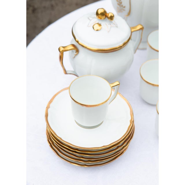 Gold Porcelain Coffee Service for 9 from Rayaud Limoges, 1950s, Set of 23 For Sale - Image 8 of 10