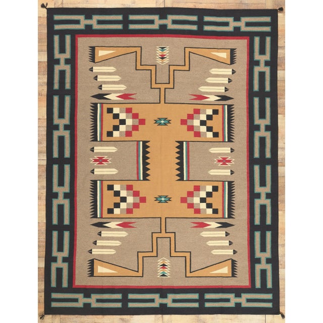 Southwestern Navajo-Style Rug With Storm Pattern - 09'02 X 12'02 For Sale - Image 9 of 9