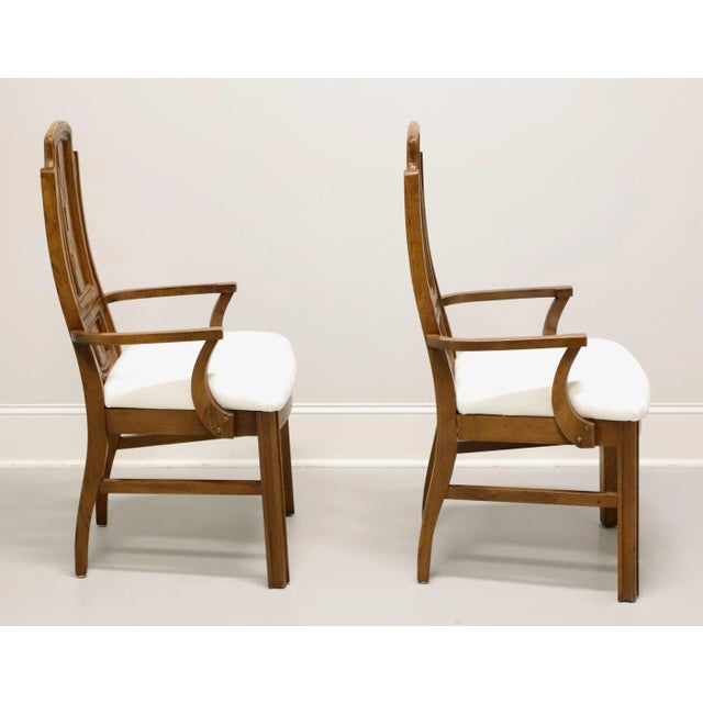 Broyhill Broyhill Premier Mid 20th Century Oak Brutalist Style Dining Armchairs - Pair For Sale - Image 4 of 11