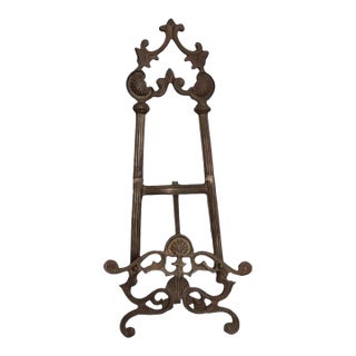 Vintage Ornate Iron Easel Display Stand For Sale