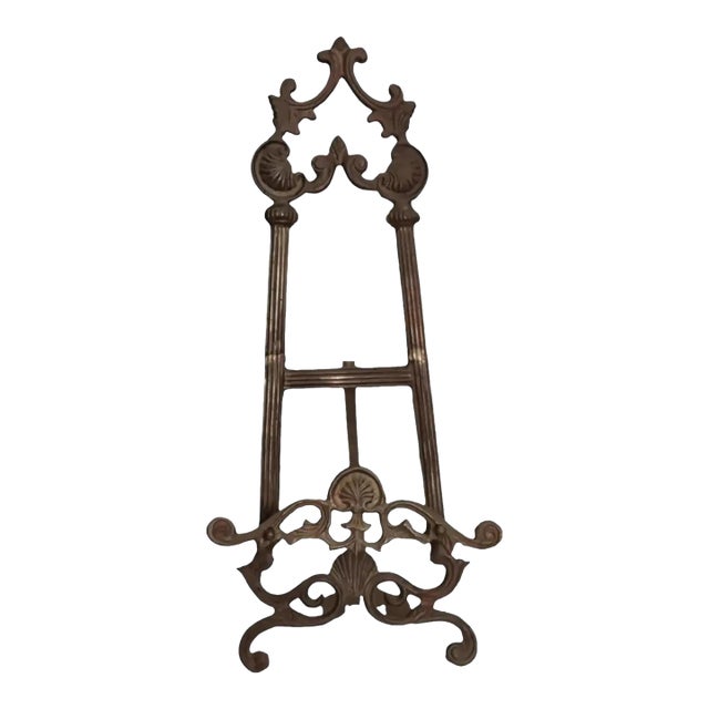 Vintage Ornate Iron Easel Display Stand For Sale