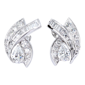 Platinum 950 Natural White Diamond Fancy Luxe Earring, Set of 2
