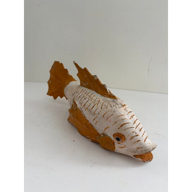 Vintage Folk Art Carved Wooden Fish For Sale - Image 10 of 11