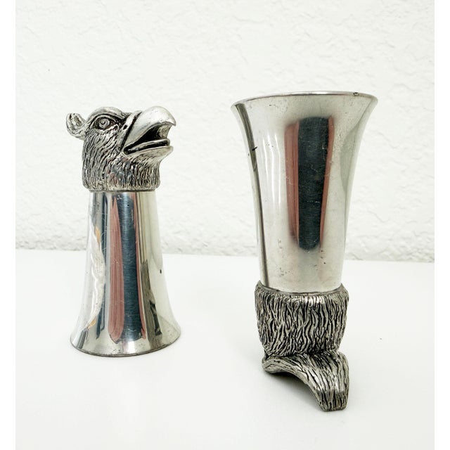 Vintage Pewter Eagle Stirrup Cups 3 Oz - a Pair For Sale In Sacramento - Image 6 of 8