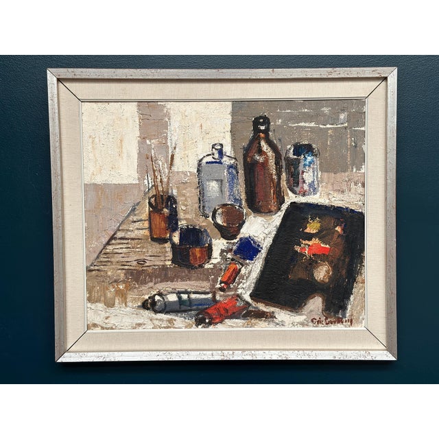 Eric Lundberg, The Work Table Atelier, 1960s, Oil on Canvas For Sale - Image 8 of 18