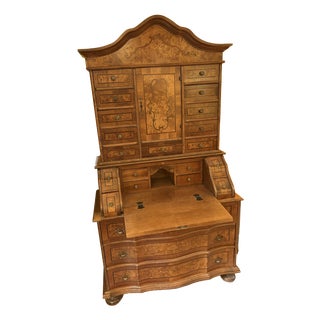 Antique Italian Baroque Walnut and Burl Secretaire, 1890s For Sale