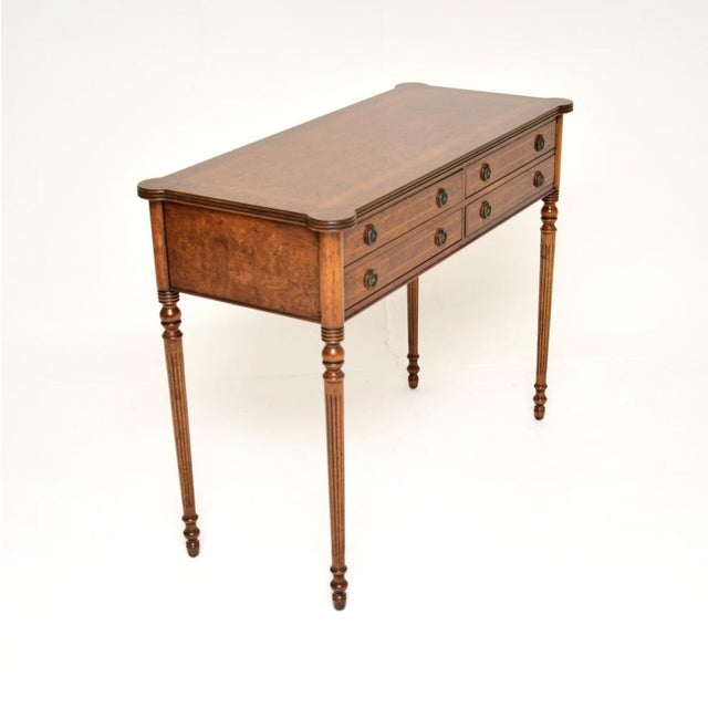 Antique Burr Walnut Console Table, 1950s For Sale - Image 3 of 13