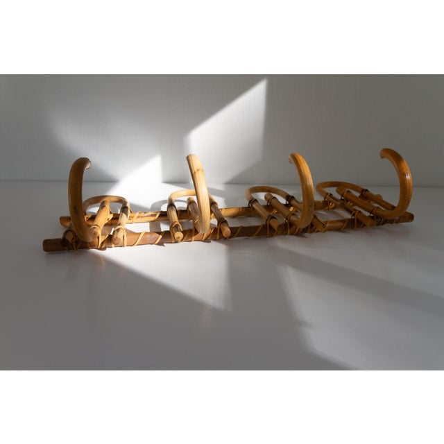 Italian Bamboo and Rattan Coat Rack, 1950s For Sale - Image 9 of 15
