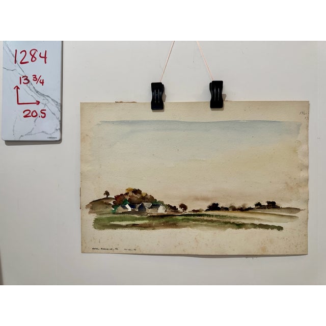 Henry Emil Salloch Original Watercolor on Paper Paradise, Pa. 1946. For Sale In Atlanta - Image 6 of 6