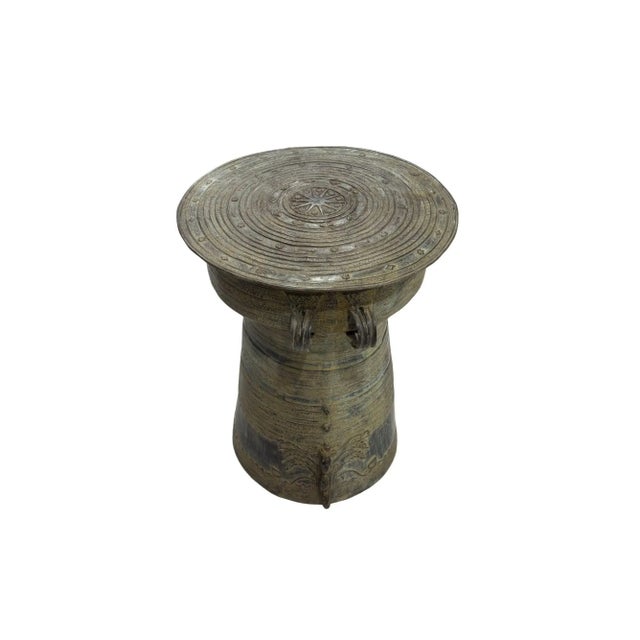 Wood Cast Bronze Rain Drum With Elaborate Detail Patina Finish For Sale - Image 7 of 12