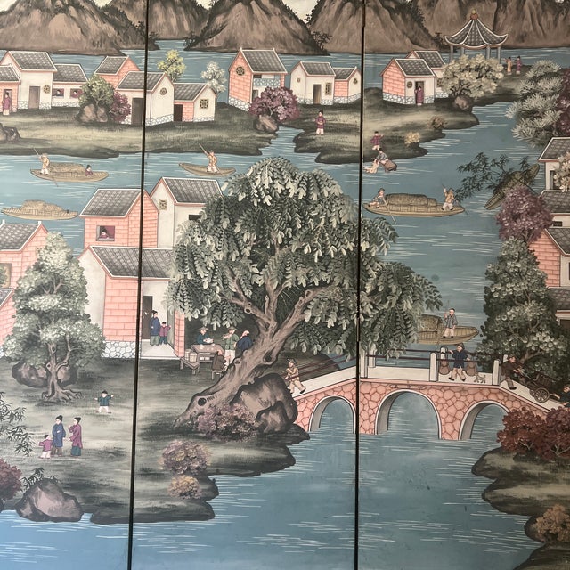 Six Panel Chinoiserie Wallpaper Screen Attributed to Gracie For Sale In Charleston - Image 6 of 8