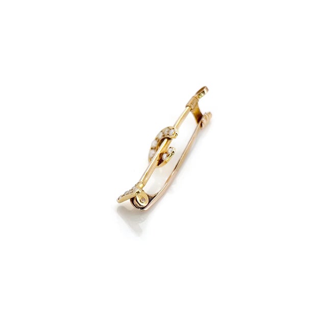Late 19th Century Victorian 15k Polo Mallet and Horseshoe Pearl Brooch For Sale - Image 5 of 7