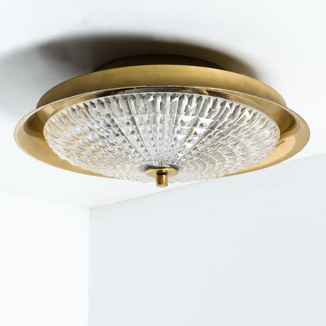 Vintage Gold Brass and Clear Glass Flush Mount by Carl Fagerlund, 1960s For Sale - Image 11 of 16