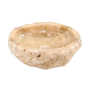 Carved Onyx Rock Sink Basin With Live Edge