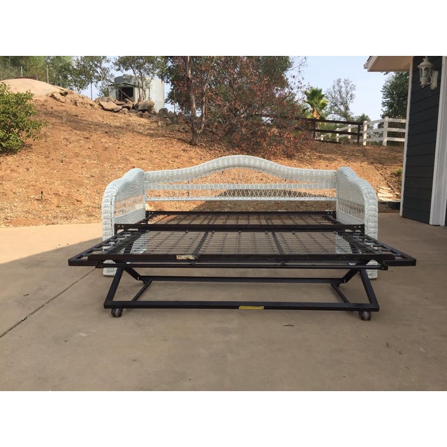 White Wicker Twin Daybed With Trundle Chairish