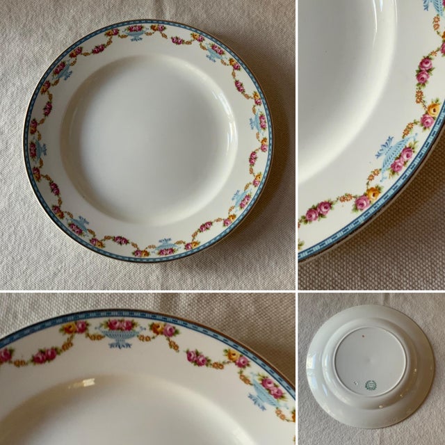 1920s English Bone China Gravy Boat and Round Chop Plate - 3pcs For Sale - Image 12 of 17