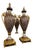 Monumental French Empire Porcelain Urns, Hand-Painted Gilt Bronze Decorative Vase Set For Sale