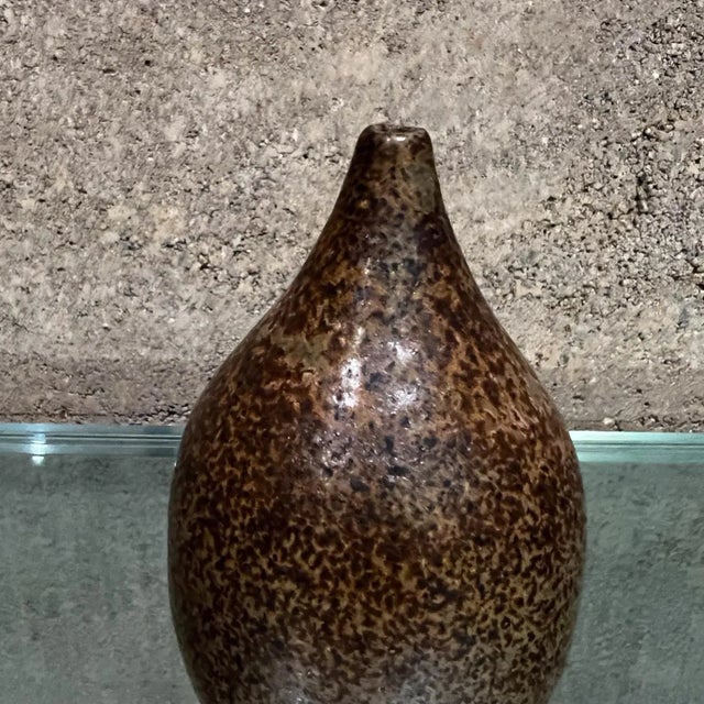1970s Modern Studio Art Speckled Glazed Weed Pot Bud Vase For Sale - Image 12 of 12