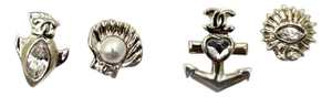 Chanel Brand New Rare Gold Anchor Fish 4 Small Piercing Earrings