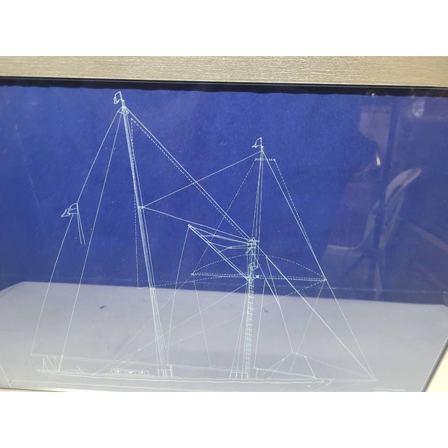 Blue Yacht Blueprint of a Two-Masted Schooner by Arthur Shuman Jr. For Sale - Image 8 of 8