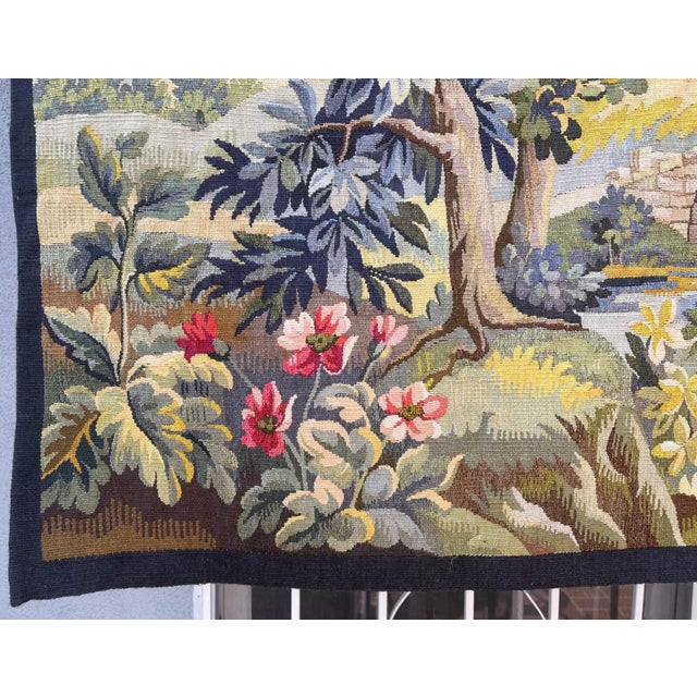Textile Aubusson Tapestry With Mountain Landscape and Bird For Sale - Image 7 of 9