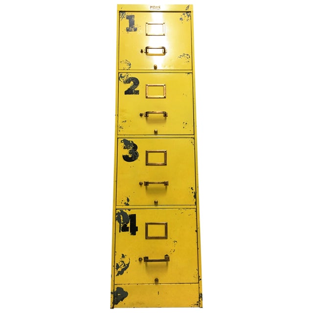 4Drawer Yellow Industrial File Chairish