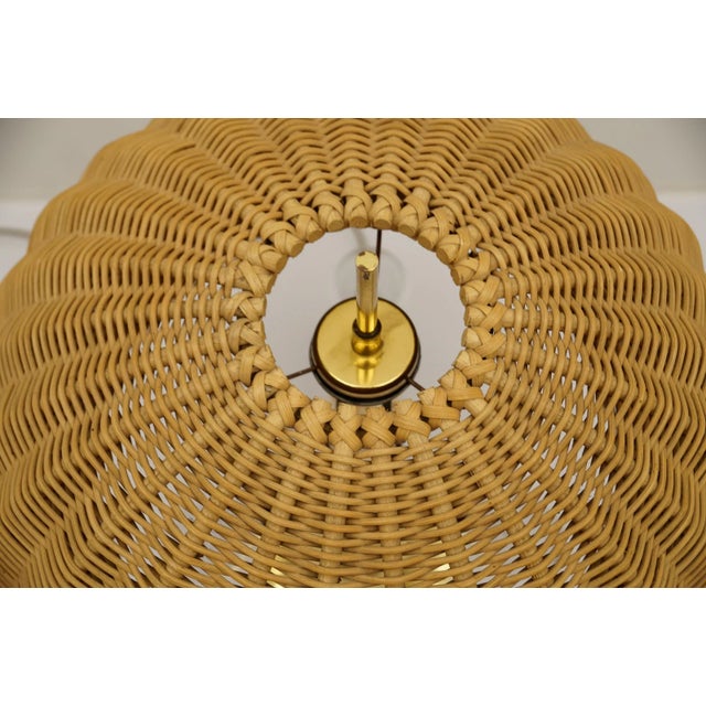 Vintage Rarttan and Brass Table Lamp, Italy, 1960s For Sale - Image 10 of 17