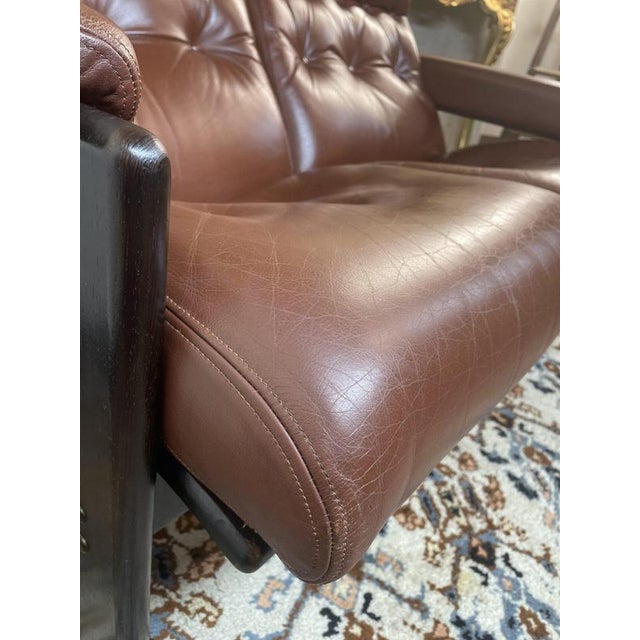 1970s Scandinavian Leather Two-Seater Sofa, 1970s For Sale - Image 5 of 7