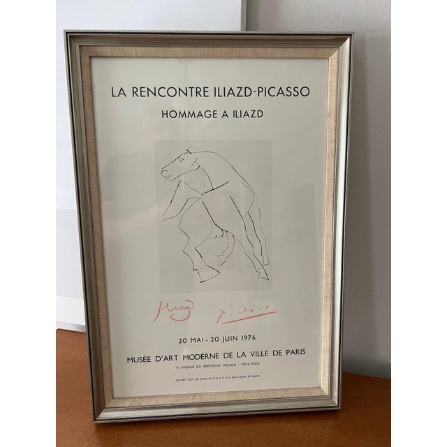 Pablo Picasso 1970s Framed French Le Recontre Iliazd, Pablo Picasso Poster with Horse For Sale - Image 4 of 10