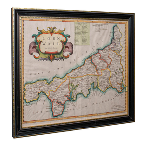 Antique County Map, Cornwall, Kernow, English, Framed, Robert Morden, Georgian